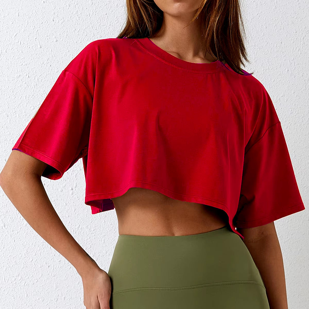 Cotton Women Short Sleeve Dance Running Clothes Yoga Fitness Crop Top Navel Baring New Sport T-Shirt Loose Gym Workout Shirts