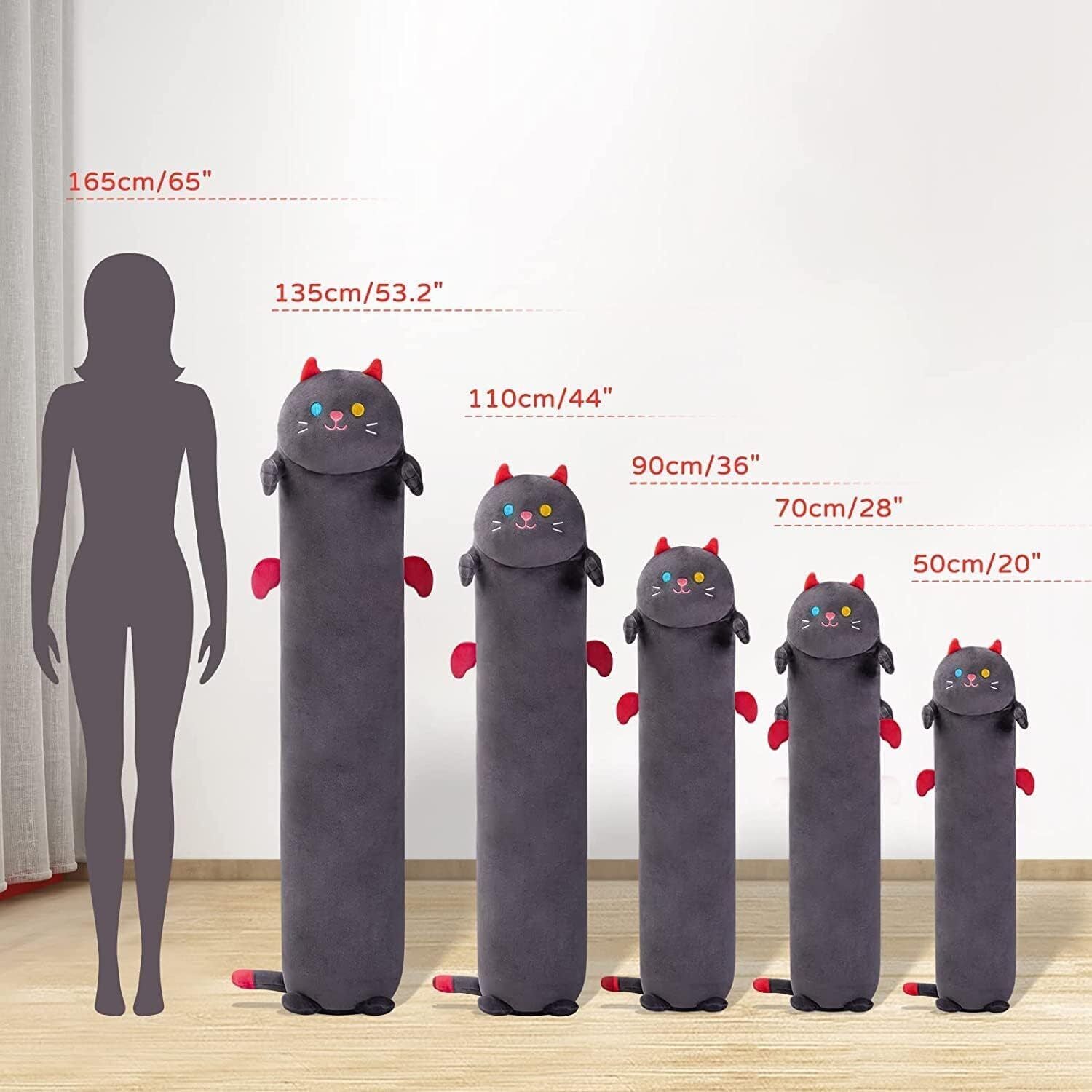 Long Cat Pillow Plush Sleeping Hugging Cushion Stuffed Cute Squishy Kitty Black