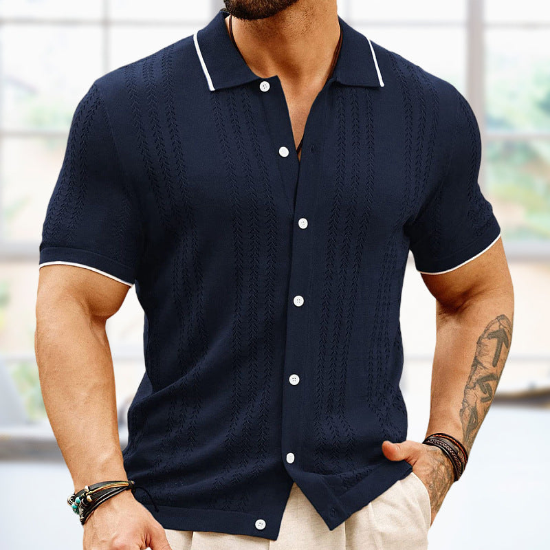 Short-Sleeved Polo Shirt Summer Button Lapel Top Fashion Business Men'S Clothing