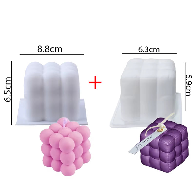 Newest Square Magic Cube Candles Mould Soy Wax Candles Mold 3D Silicon Molds for Resin Art Candle Candle Plaster Making Mould