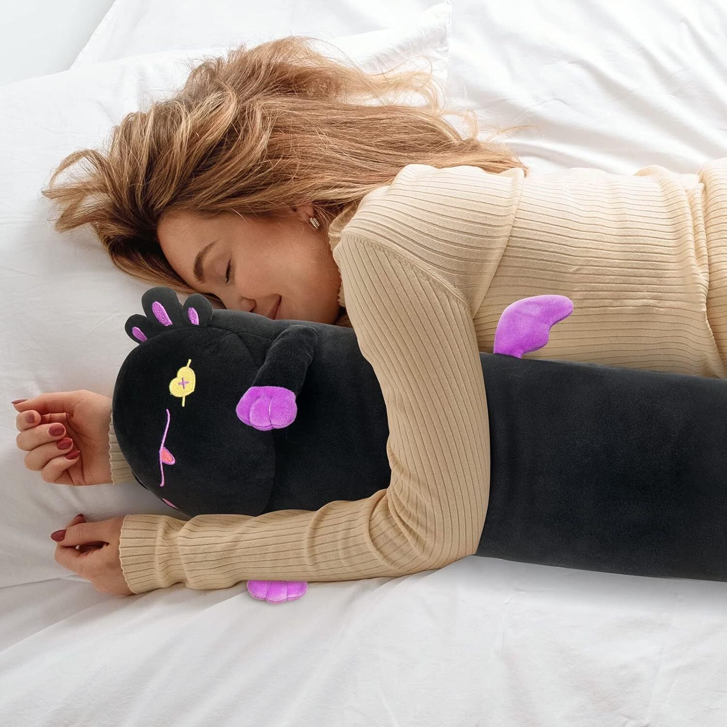 Long Cat Pillow Plush Sleeping Hugging Cushion Stuffed Cute Squishy Kitty Black