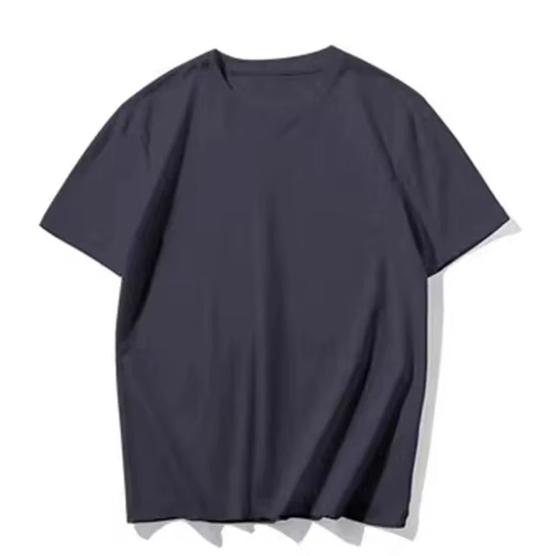 Summer 100% Cotton T Shirts Mens Casual Short Sleeve Solid Cotton Crew Neck Soft T-Shirts Basic Men'S Loose Fit Tee Shirt Tops