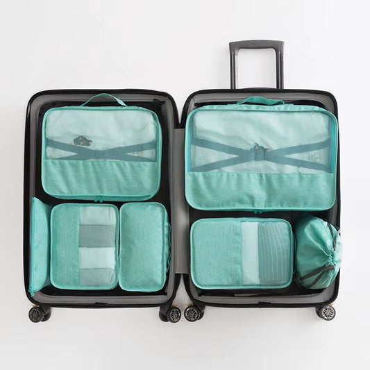 High-Grade 7Pcs/Set Suitcase Organizer Koffer Luggage Organizer Laundry Pouch Packing Cubes Set Storage Bag for Clothes