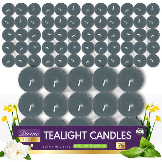 75Pk Scented Tea Lights Candles | Various Perfumes 4 Hour Burn Night T Tealights
