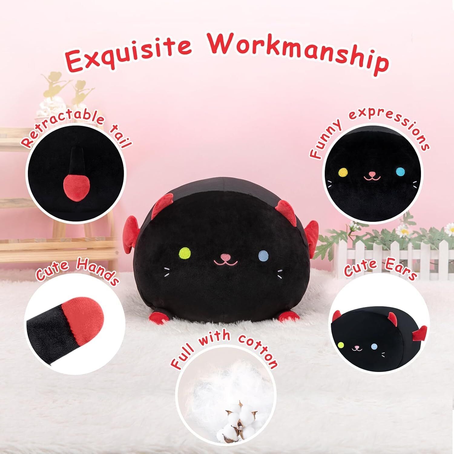 Long Cat Pillow Plush Sleeping Hugging Cushion Stuffed Cute Squishy Kitty Black