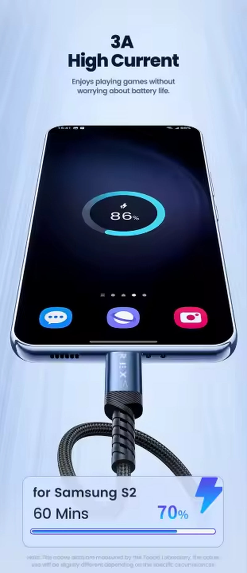 USB a to Type C Fast Charger Cable 3A for Samsung Mobile Phone Lead USB C Cable