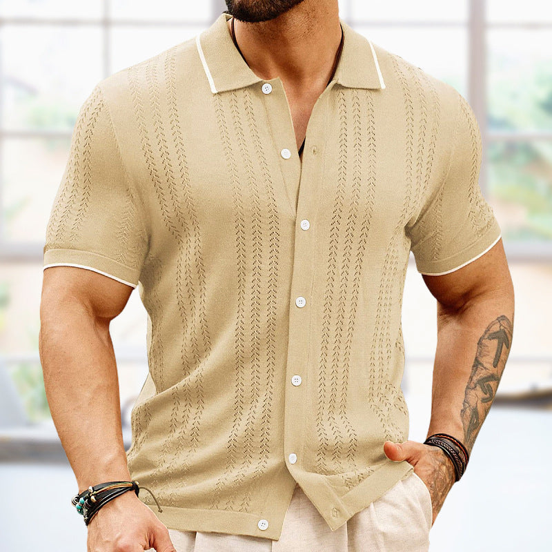 Short-Sleeved Polo Shirt Summer Button Lapel Top Fashion Business Men'S Clothing