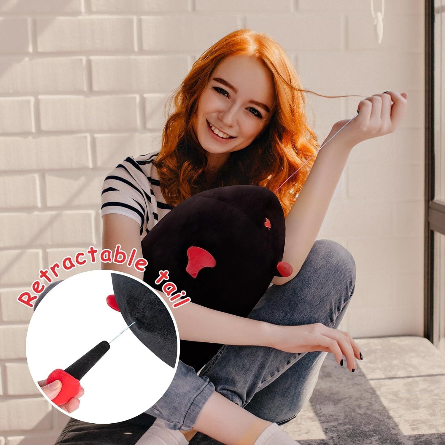 Long Cat Pillow Plush Sleeping Hugging Cushion Stuffed Cute Squishy Kitty Black