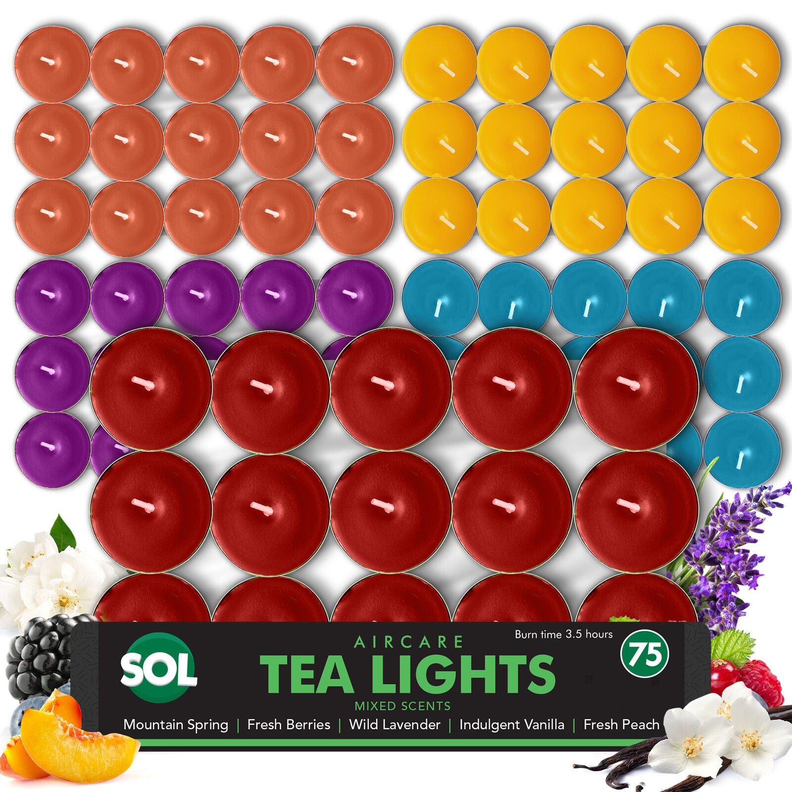 75Pk Scented Tea Lights Candles | Various Perfumes 4 Hour Burn Night T Tealights