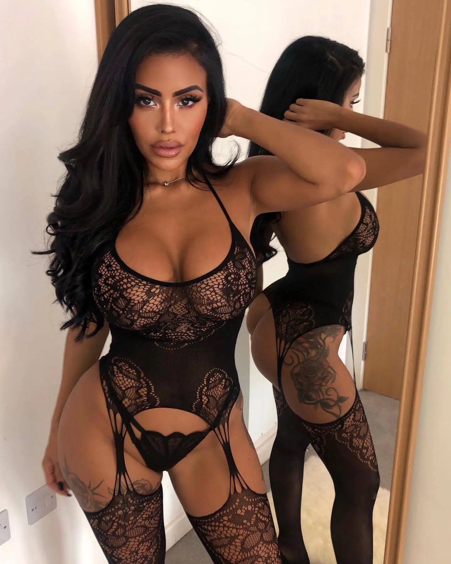Lingerie Bodysuit Sexy Open Crotch Bodystocking Erotic Fishnets Body Stocking Underwear Outfits for Woman Jumpersuits Costumes