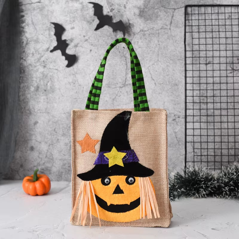 1Pc Halloween Gifts Non-Woven Handbags Candy Bags Pumpkin Bags Decorations Props Gift Bags Gift Box Packaging