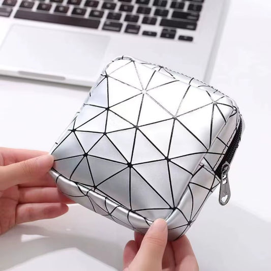 Multifunctional Rhombus Pattern Sanitary Pad Bags Reusable Napkin Storage Organizer Women Pad Pouch Bags Portable Makeup Bags