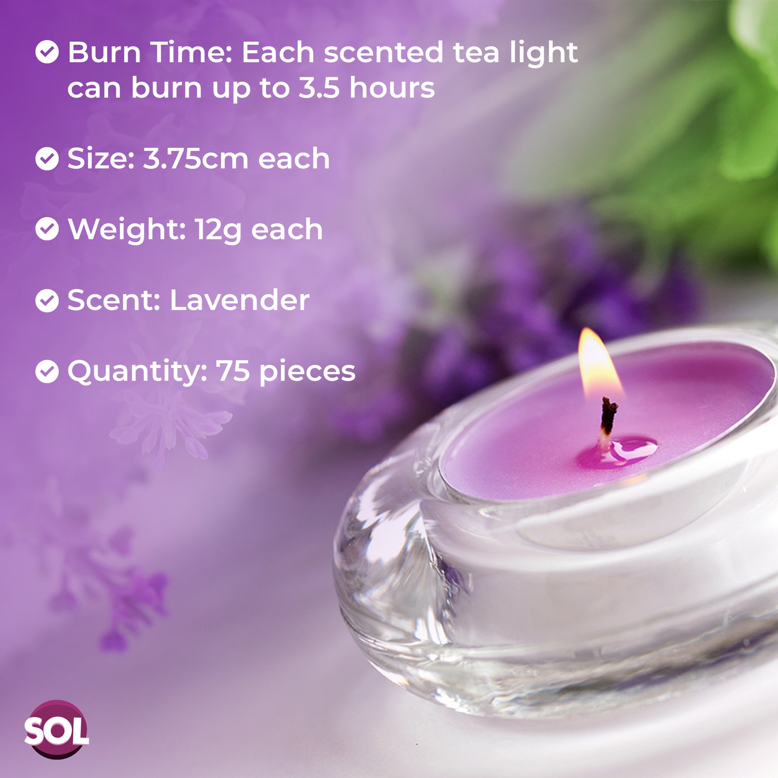 75Pk Scented Tea Lights Candles | Various Perfumes 4 Hour Burn Night T Tealights