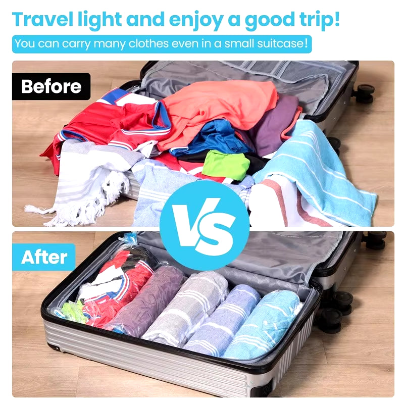 Travel Compression Bags, Roll up Travel Space Saver Bags for Luggage, Cruise Ship Essentials Cothes