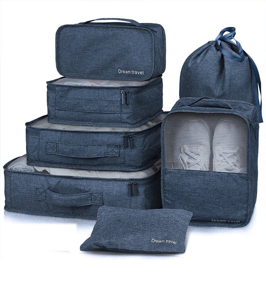 7Pcs Packing Cubes Luggage Storage Organiser Travel Compression Suitcase Bags