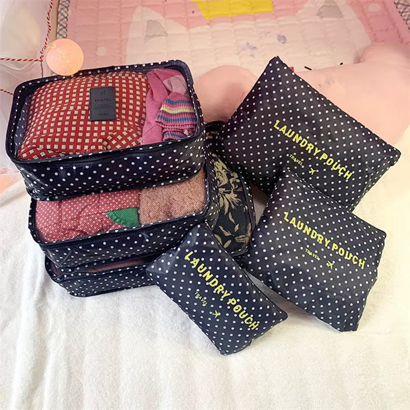 6Pcs Travel Organizer Set Suitcase Storage Bag Portable Clothes Underwear Shoes Cubes for Travels Makeup Bags Luggage Organizers